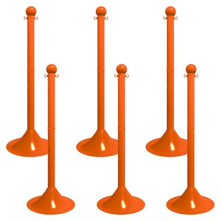Mr. Chain Safety Orange Light Duty Stowable Stanchion, 6PK 93512-6